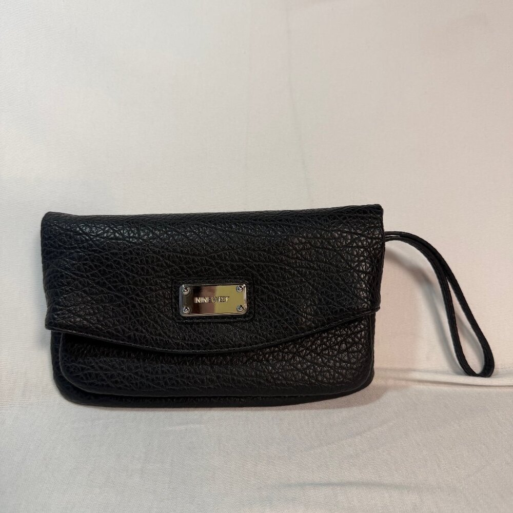 Nine West Black Clutch Wristlet Purse Evening Bag Minimalist